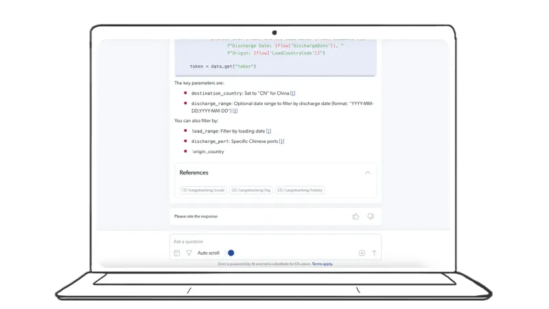 Energy Aspects AI assistant web screenshot Dimi